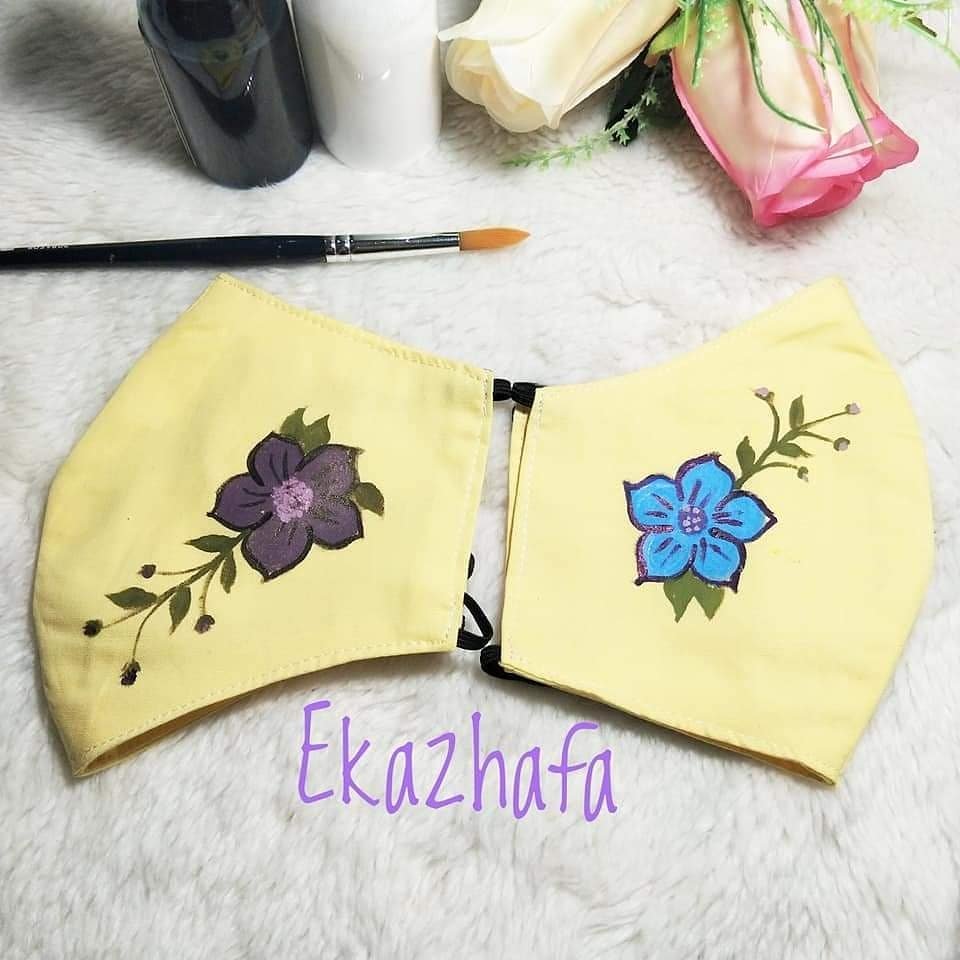 Masker Lukis Bunga - Kuning